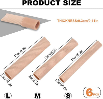 Toe Tube Protectors - 2 Pack Fabric Sleeves with Gel Lining Pad
